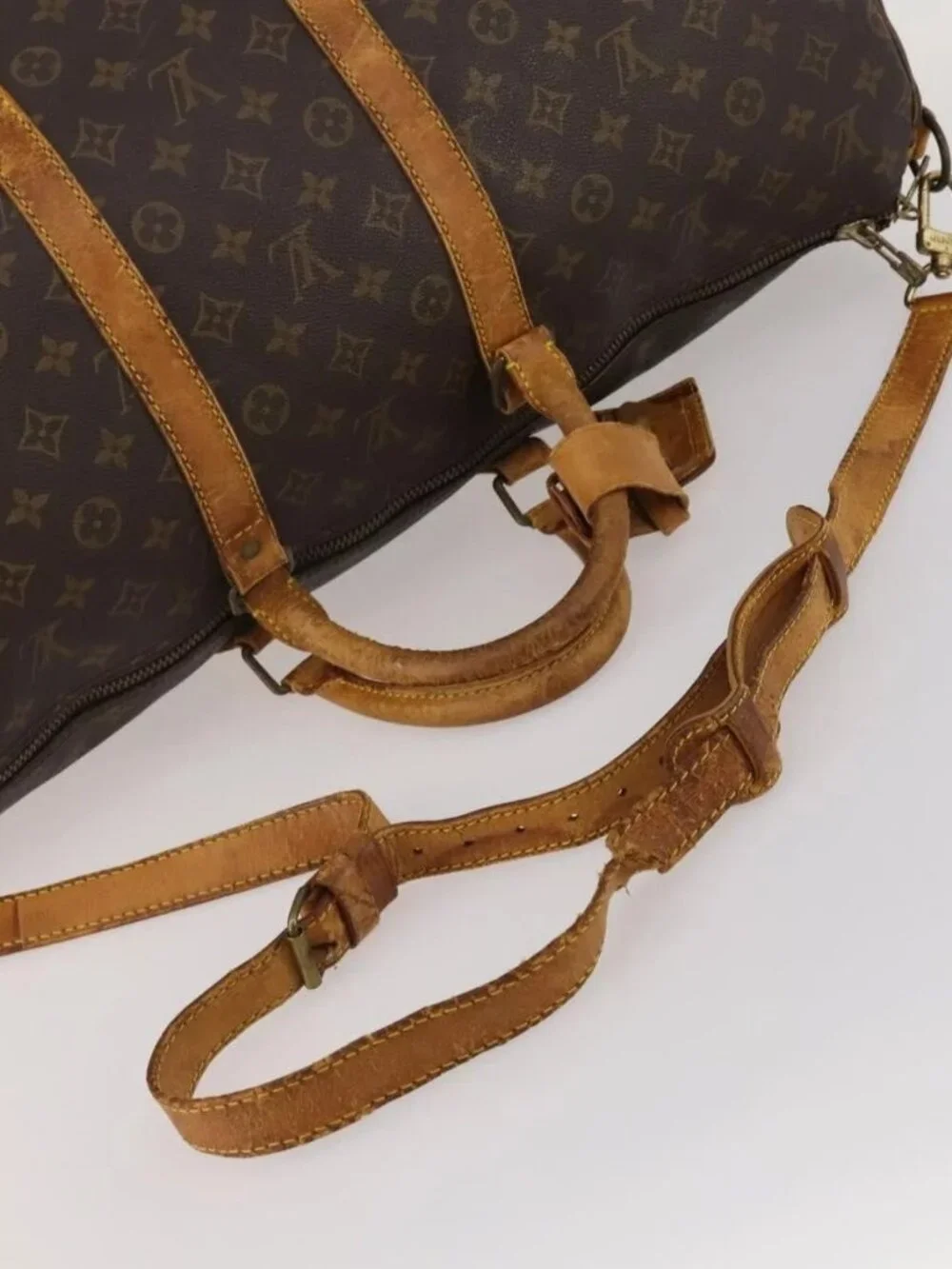 LOUIS VUITTON Monogram Keepall Bandouliere 55 Boston Bag M41414 LV Auth 185696